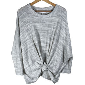 Carly Jean Waffle Knit Gray Front Tie Long Sleeve Medium
